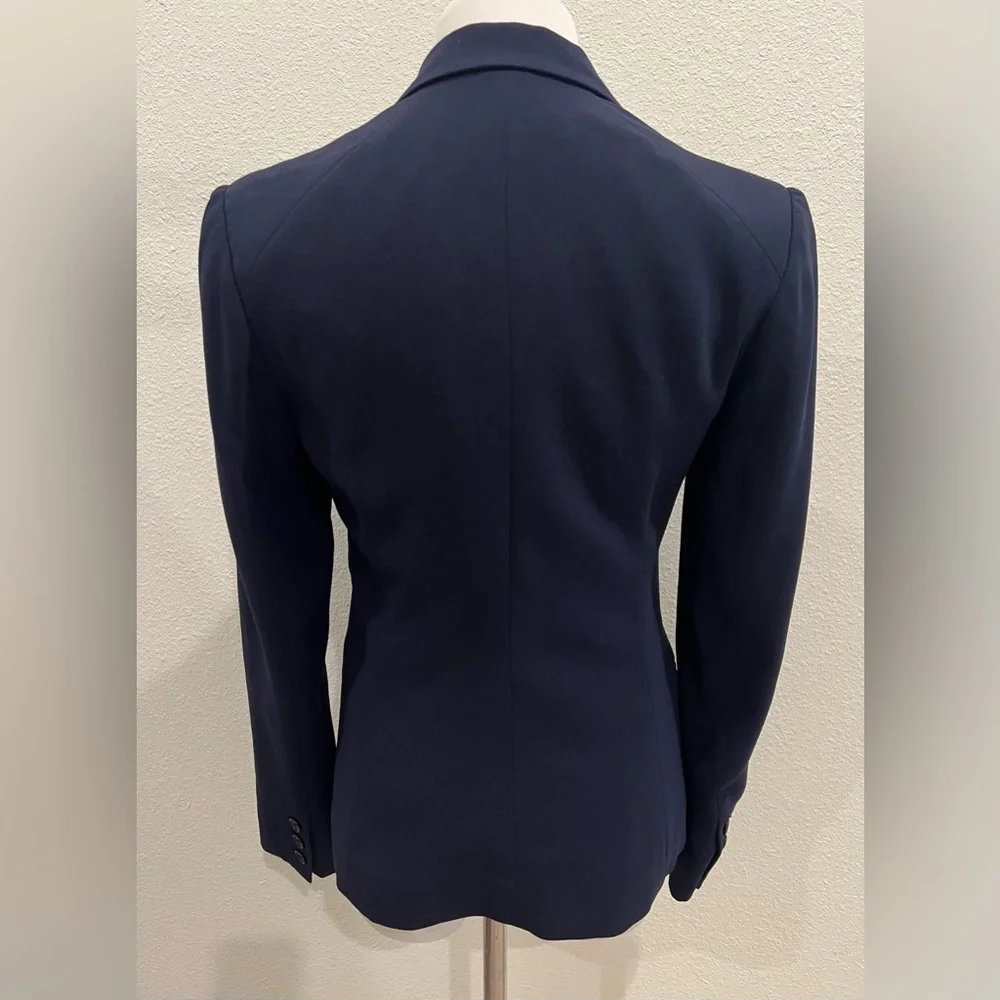 Jenni Kayne Women’s Suit Jacket Blazer Sz 2 Navy Blue‎ Solid Silk Lining Luxury